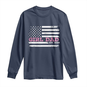 Personalised Dad Of Girl Long Sleeve Shirt Custom Year Daddy Fathers Day USA Flag TS10 Navy Print Your Wear