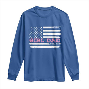 Personalised Dad Of Girl Long Sleeve Shirt Custom Year Daddy Fathers Day USA Flag TS10 Royal Blue Print Your Wear