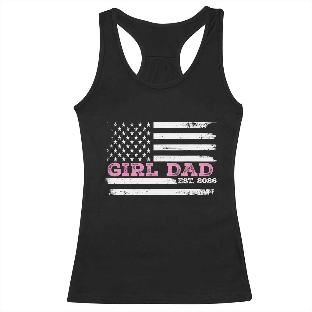 Personalised Dad Of Girl Racerback Tank Top Custom Year Daddy Fathers Day USA Flag TS10 Black Print Your Wear
