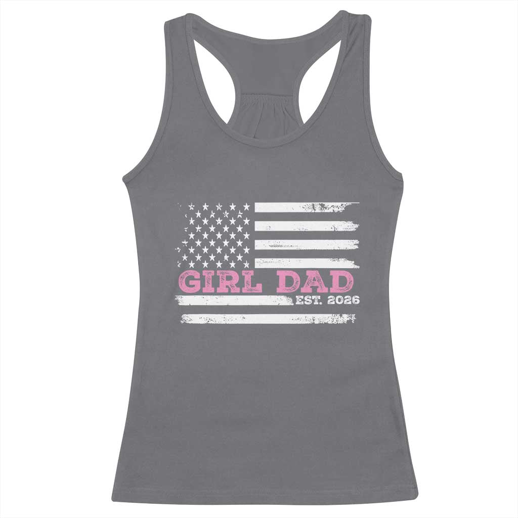Personalised Dad Of Girl Racerback Tank Top Custom Year Daddy Fathers Day USA Flag TS10 Charcoal Print Your Wear