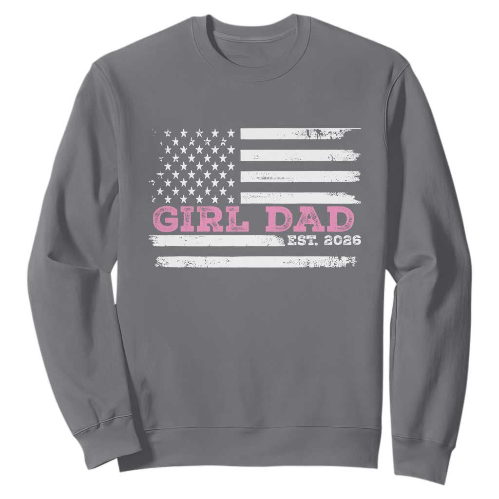 Personalised Dad Of Girl Sweatshirt Custom Year Daddy Fathers Day USA Flag TS10 Charcoal Print Your Wear