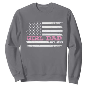 Personalised Dad Of Girl Sweatshirt Custom Year Daddy Fathers Day USA Flag TS10 Charcoal Print Your Wear