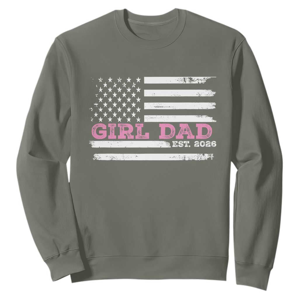 Personalised Dad Of Girl Sweatshirt Custom Year Daddy Fathers Day USA Flag TS10 Military Green Print Your Wear