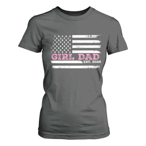 Personalised Dad Of Girl T Shirt For Women Custom Year Daddy Fathers Day USA Flag TS10 Dark Heather Print Your Wear