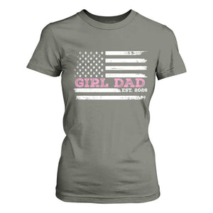 Personalised Dad Of Girl T Shirt For Women Custom Year Daddy Fathers Day USA Flag TS10 Military Green Print Your Wear
