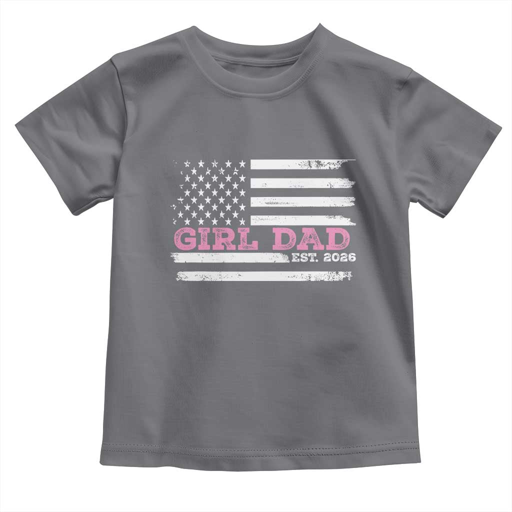 Personalised Dad Of Girl Toddler T Shirt Custom Year Daddy Fathers Day USA Flag TS10 Charcoal Print Your Wear