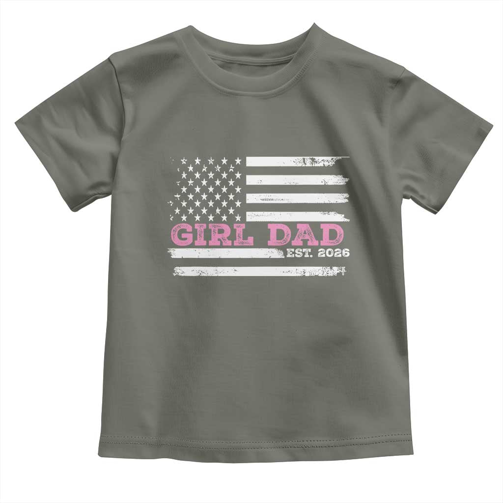 Personalised Dad Of Girl Toddler T Shirt Custom Year Daddy Fathers Day USA Flag TS10 Military Green Print Your Wear