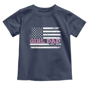 Personalised Dad Of Girl Toddler T Shirt Custom Year Daddy Fathers Day USA Flag TS10 Navy Print Your Wear