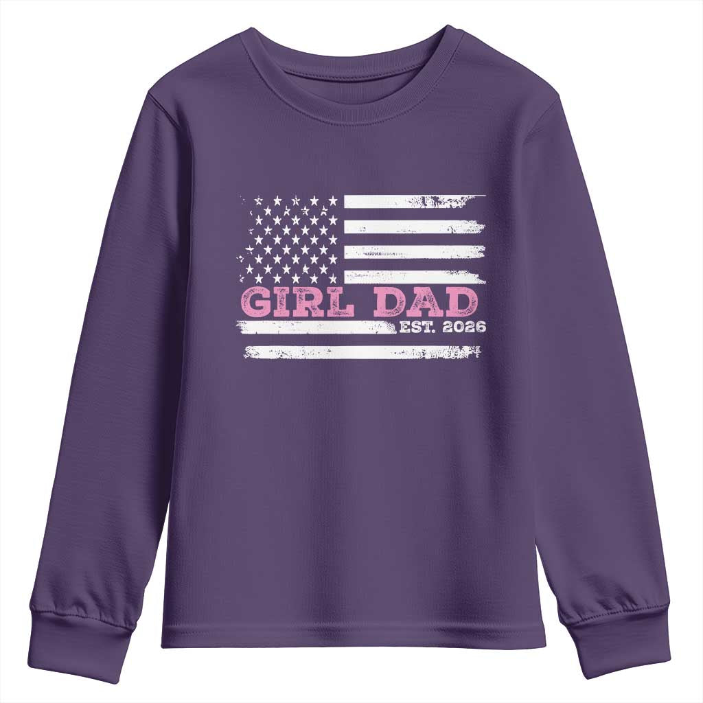 Personalised Dad Of Girl Youth Sweatshirt Custom Year Daddy Fathers Day USA Flag TS10 Purple Print Your Wear