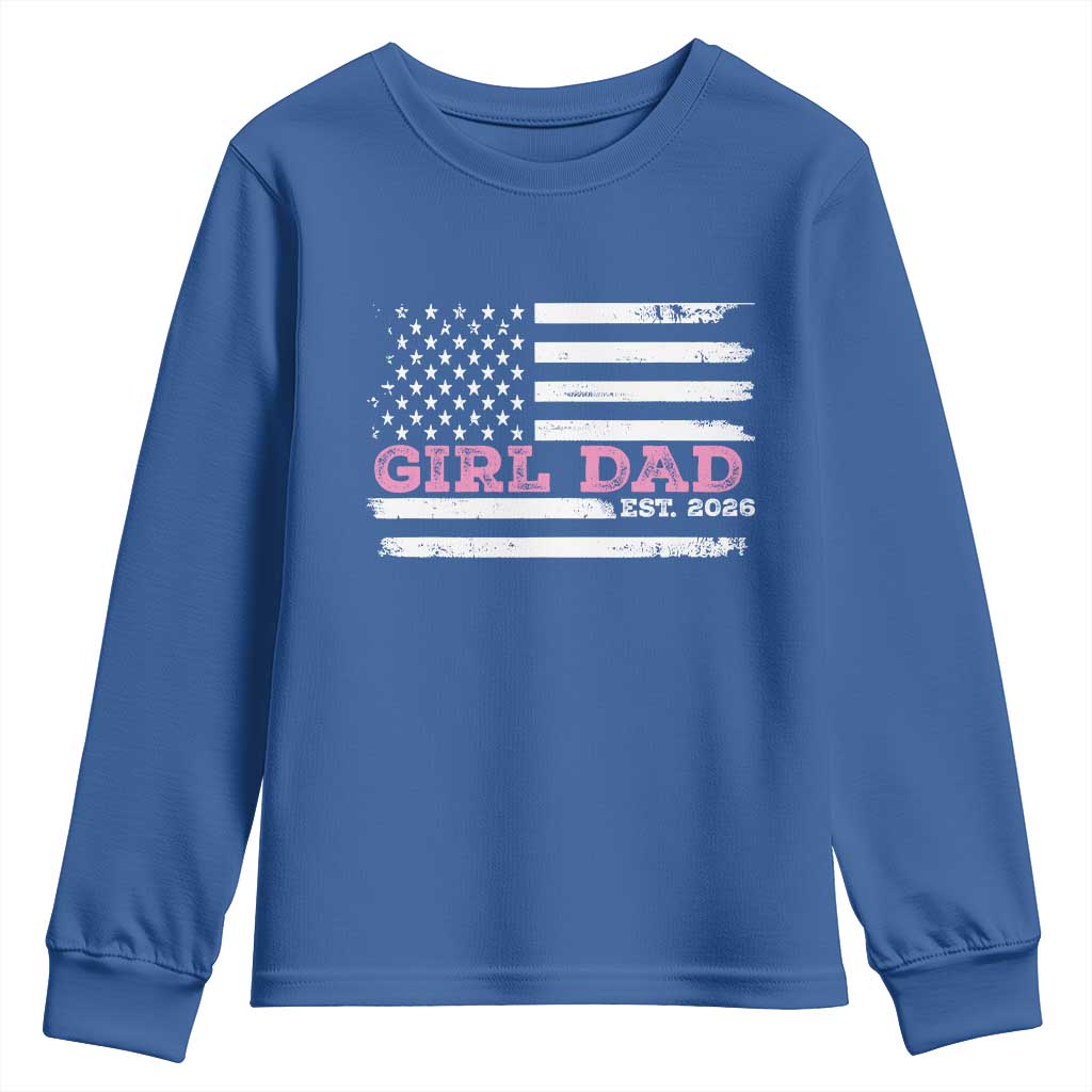 Personalised Dad Of Girl Youth Sweatshirt Custom Year Daddy Fathers Day USA Flag TS10 Royal Blue Print Your Wear