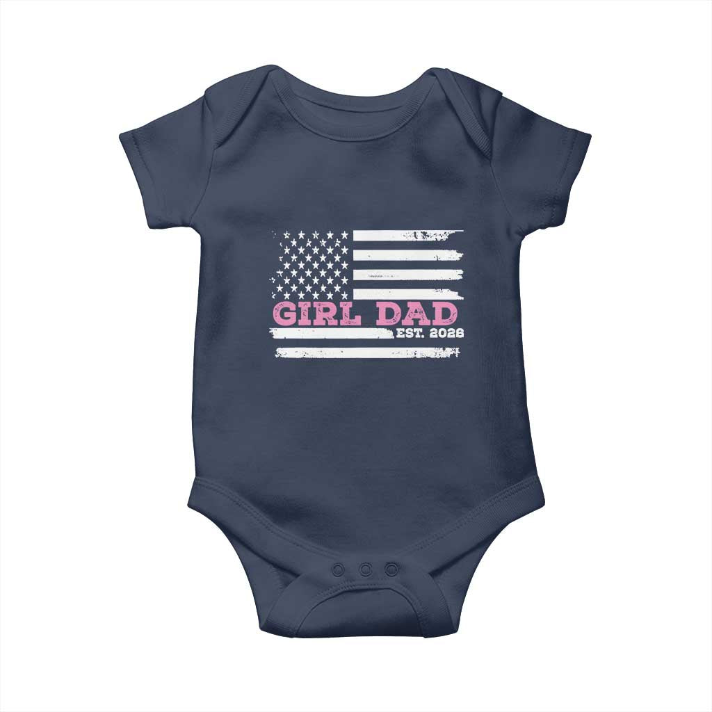 Dad Of Girl Est. 2026 Baby Onesie Daddy Fathers Day USA Flag TS10 Navy Print Your Wear