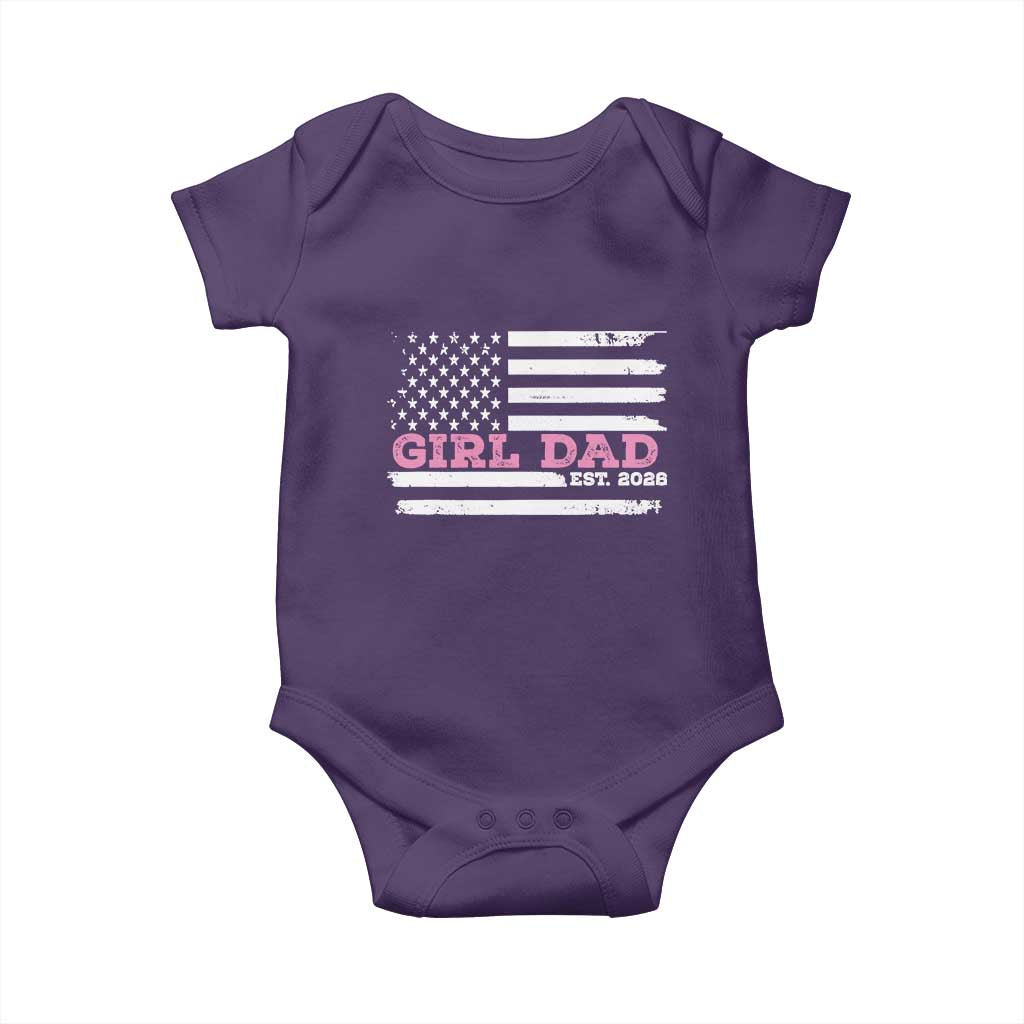 Dad Of Girl Est. 2026 Baby Onesie Daddy Fathers Day USA Flag TS10 Purple Print Your Wear