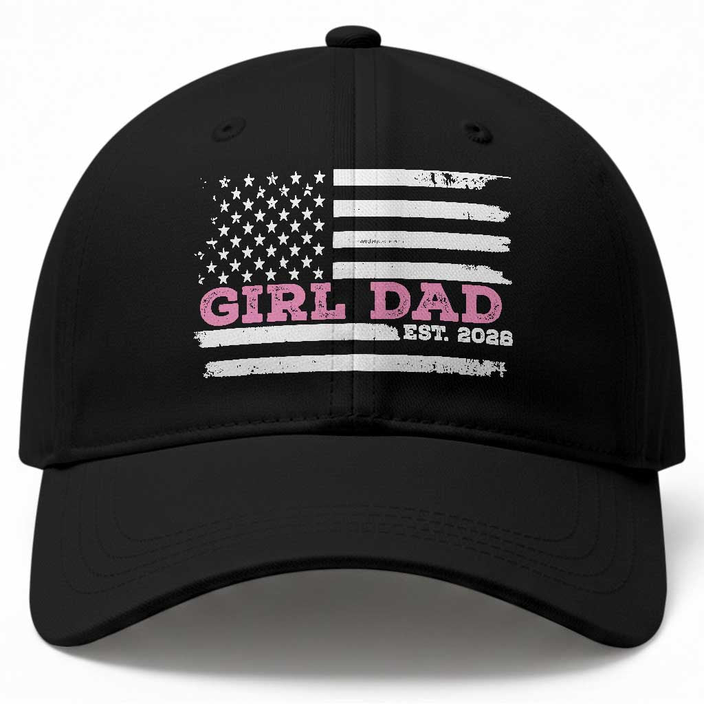 Dad Of Girl Est. 2026 Baseball Cap Daddy Fathers Day USA Flag