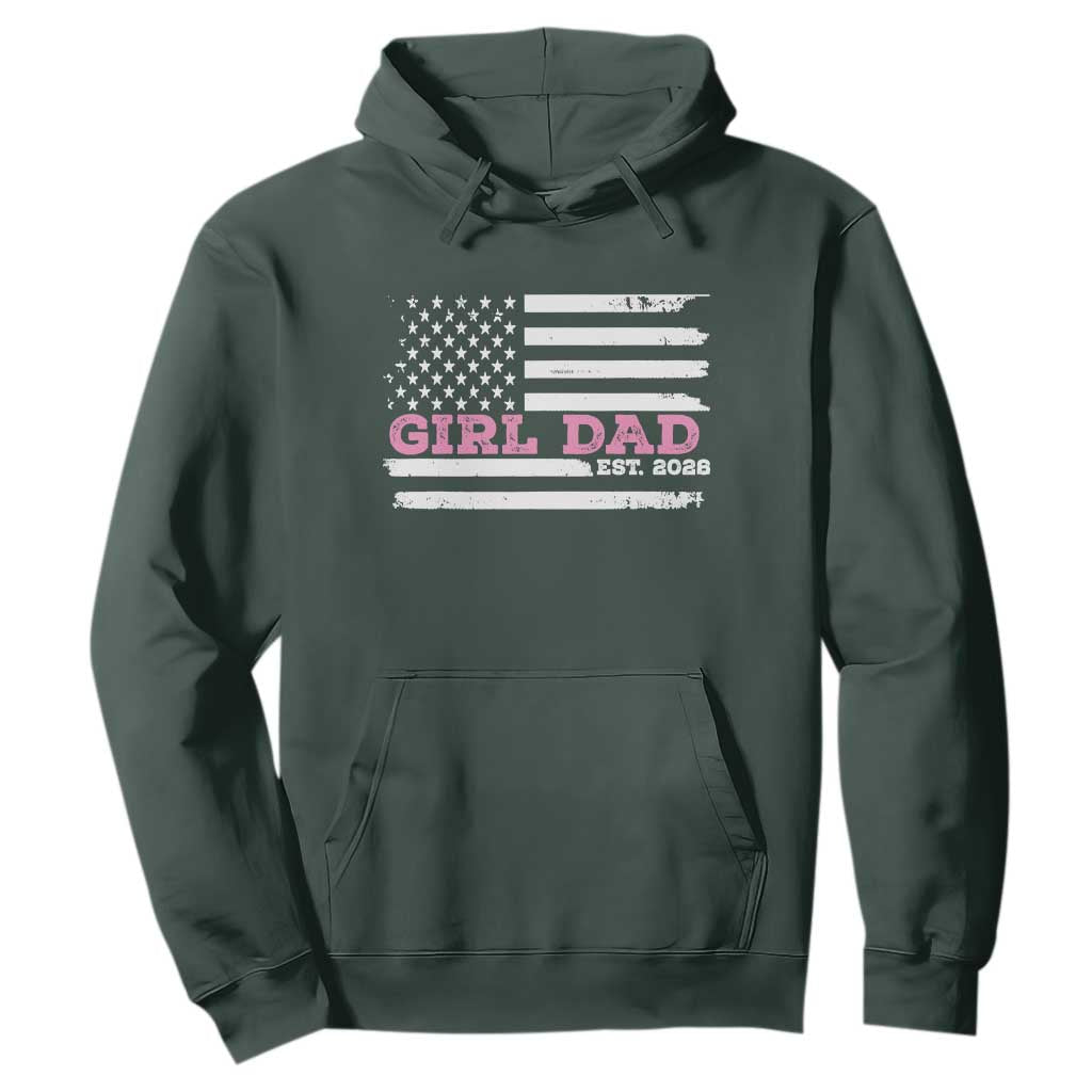 Dad Of Girl Est. 2026 Hoodie Daddy Fathers Day USA Flag TS10 Dark Forest Green Print Your Wear