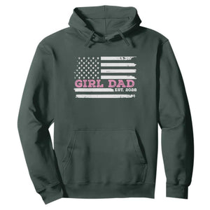 Dad Of Girl Est. 2026 Hoodie Daddy Fathers Day USA Flag TS10 Dark Forest Green Print Your Wear