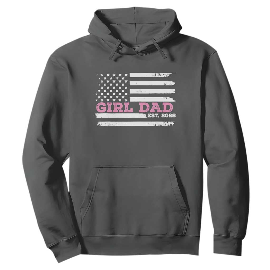 Dad Of Girl Est. 2026 Hoodie Daddy Fathers Day USA Flag TS10 Dark Heather Print Your Wear