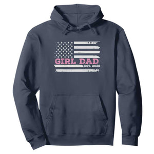 Dad Of Girl Est. 2026 Hoodie Daddy Fathers Day USA Flag TS10 Navy Print Your Wear