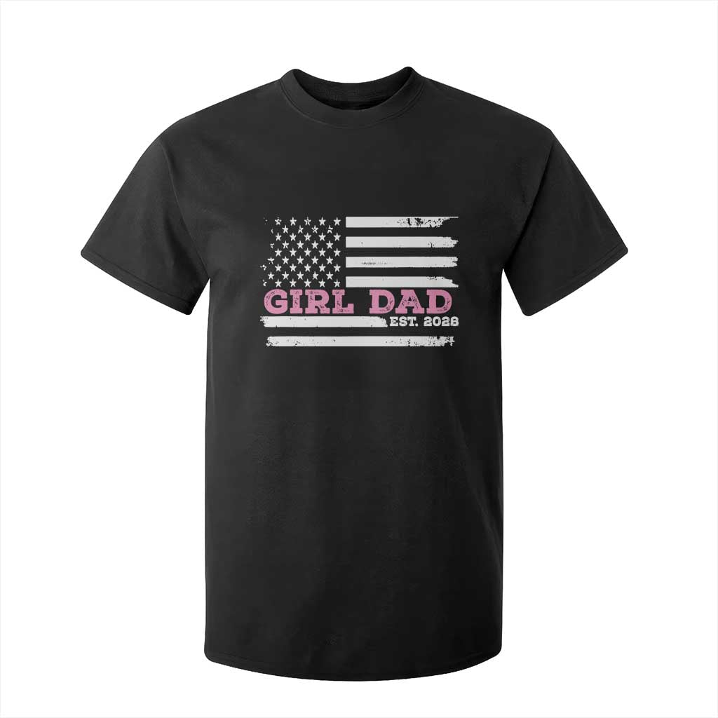 Dad Of Girl Est. 2026 T Shirt For Kid Daddy Fathers Day USA Flag TS10 Black Print Your Wear