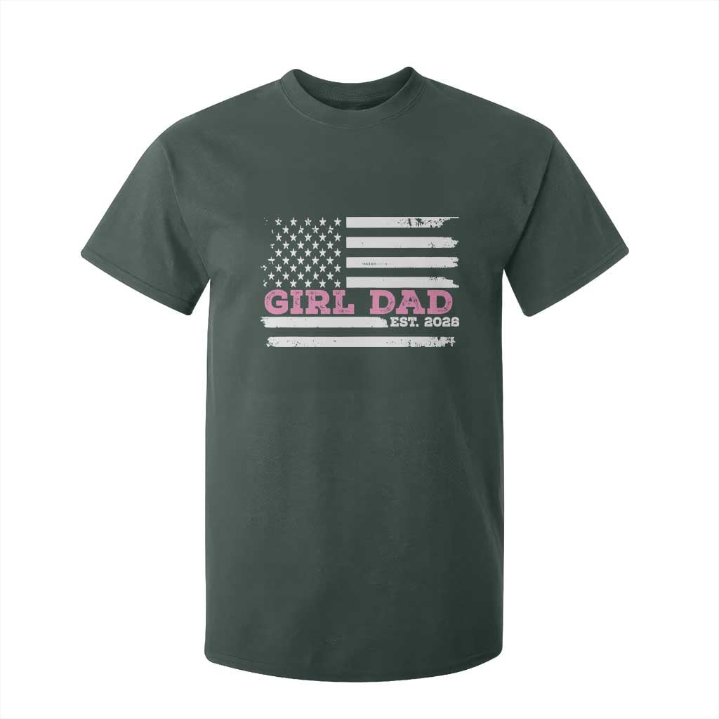 Dad Of Girl Est. 2026 T Shirt For Kid Daddy Fathers Day USA Flag TS10 Dark Forest Green Print Your Wear
