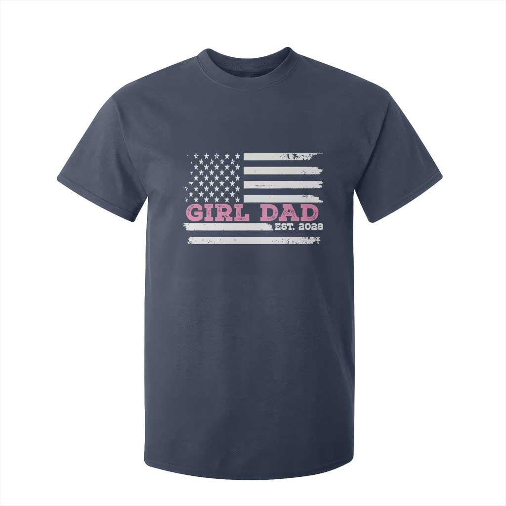 Dad Of Girl Est. 2026 T Shirt For Kid Daddy Fathers Day USA Flag TS10 Navy Print Your Wear