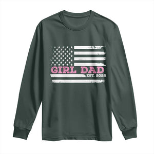 Dad Of Girl Est. 2026 Long Sleeve Shirt Daddy Fathers Day USA Flag TS10 Dark Forest Green Print Your Wear