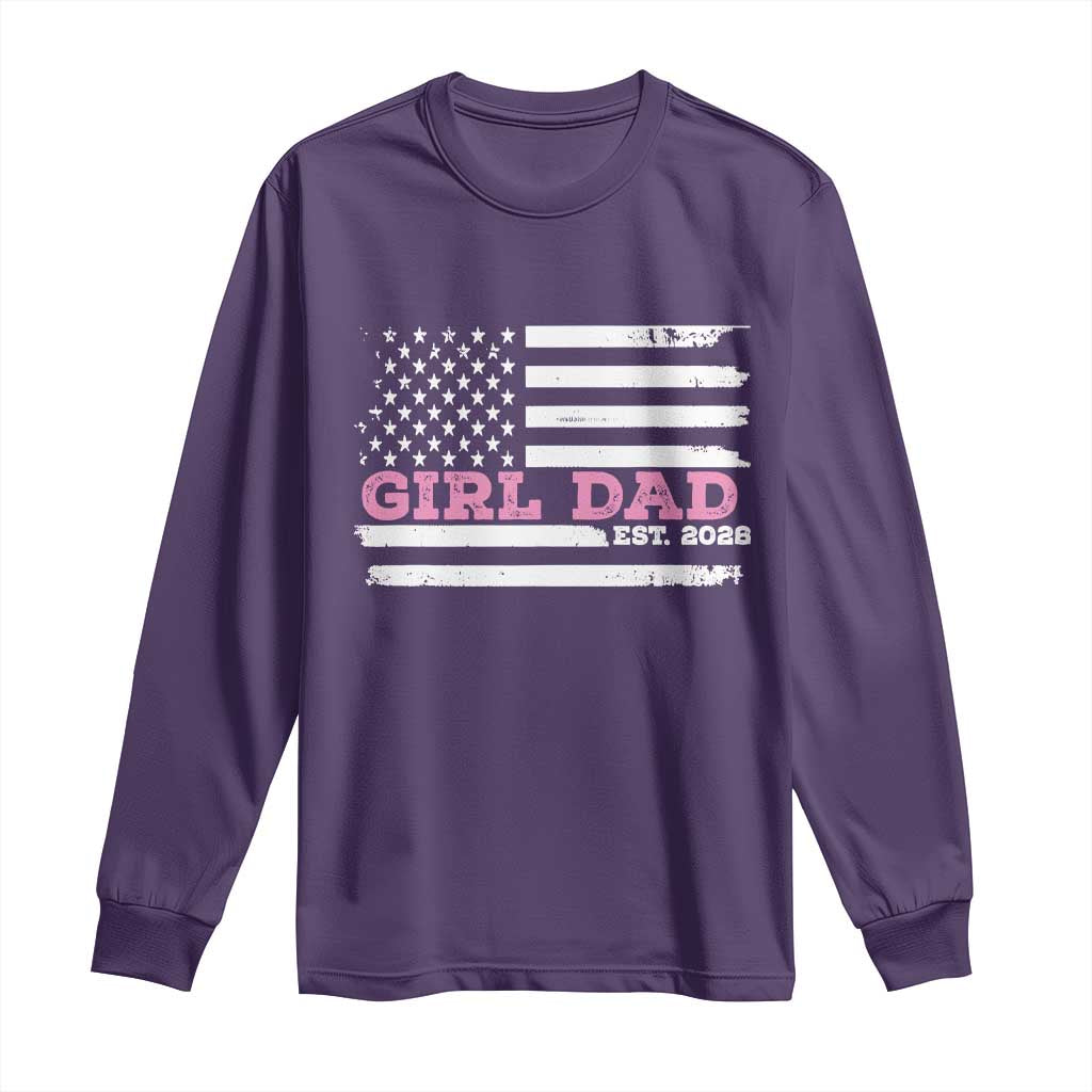 Dad Of Girl Est. 2026 Long Sleeve Shirt Daddy Fathers Day USA Flag TS10 Purple Print Your Wear
