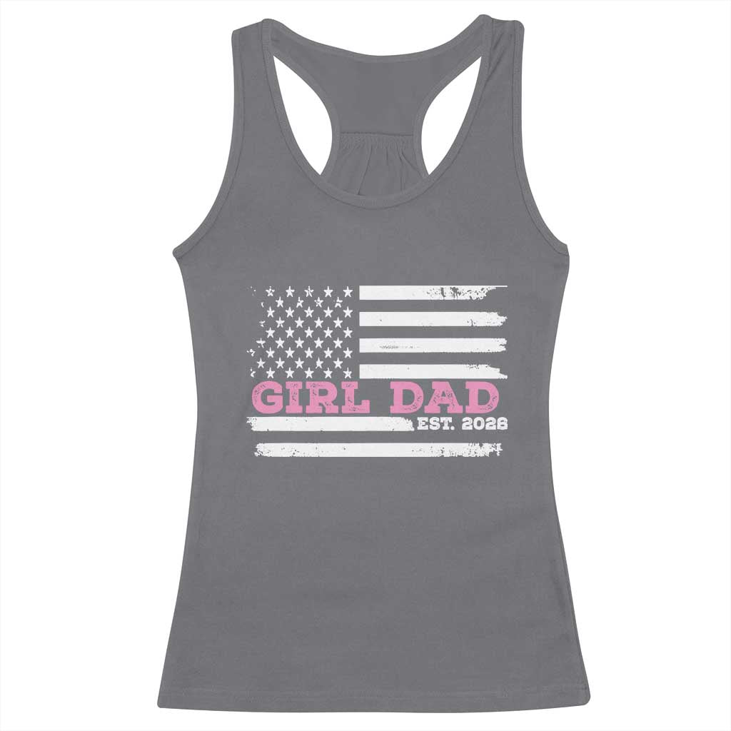 Dad Of Girl Est. 2026 Racerback Tank Top Daddy Fathers Day USA Flag TS10 Charcoal Print Your Wear