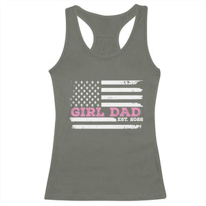 Dad Of Girl Est. 2026 Racerback Tank Top Daddy Fathers Day USA Flag TS10 Military Green Print Your Wear