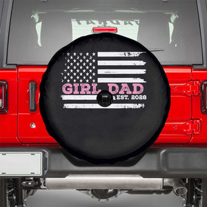 Dad Of Girl Est. 2026 Spare Tire Cover Daddy Fathers Day USA Flag TS10 Black Print Your Wear