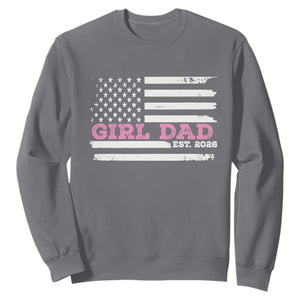 Dad Of Girl Est. 2026 Sweatshirt Daddy Fathers Day USA Flag TS10 Charcoal Print Your Wear