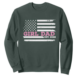 Dad Of Girl Est. 2026 Sweatshirt Daddy Fathers Day USA Flag TS10 Dark Forest Green Print Your Wear