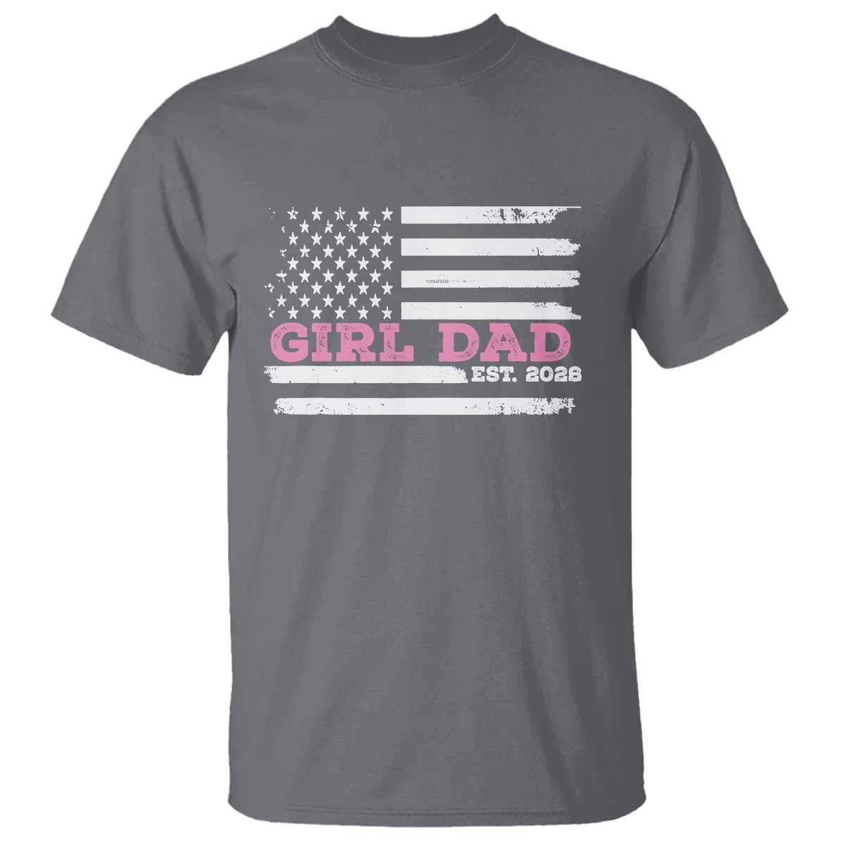 Dad Of Girl Est. 2026 T Shirt Daddy Fathers Day USA Flag TS10 Charcoal Print Your Wear
