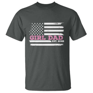 Dad Of Girl Est. 2026 T Shirt Daddy Fathers Day USA Flag TS10 Dark Heather Print Your Wear