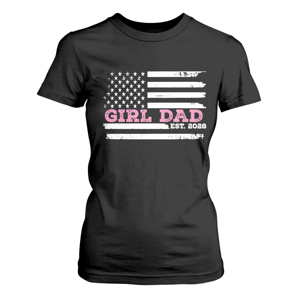 Dad Of Girl Est. 2026 T Shirt For Women Daddy Fathers Day USA Flag TS10 Black Print Your Wear