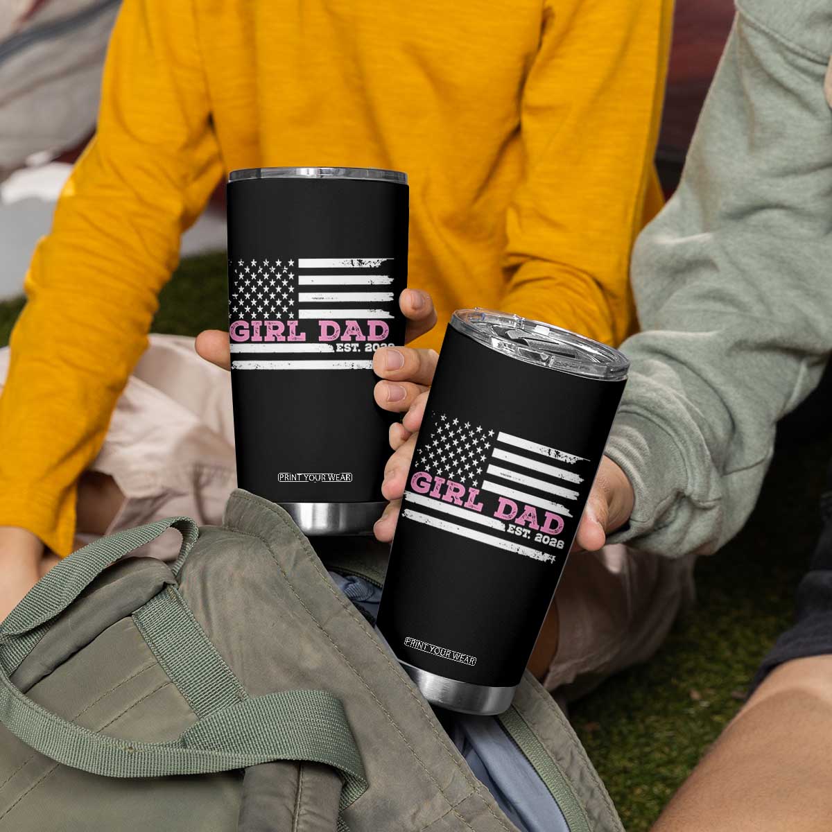 Dad Of Girl Est. 2026 Tumbler Cup Daddy Fathers Day USA Flag TS10 Print Your Wear