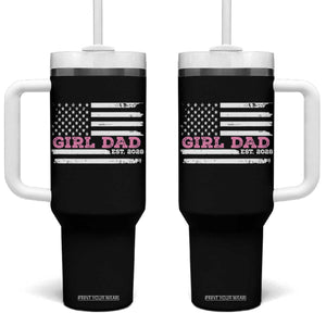 Dad Of Girl Est. 2026 Tumbler With Handle Daddy Fathers Day USA Flag TS10 One Size: 40 oz Black Print Your Wear