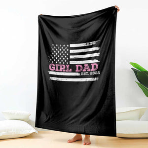 Dad Of Girl Est. 2022 Throw Blanket Father Girl To Be 2022 Daddy Fathers Day USA Flag TS10 Print Your Wear