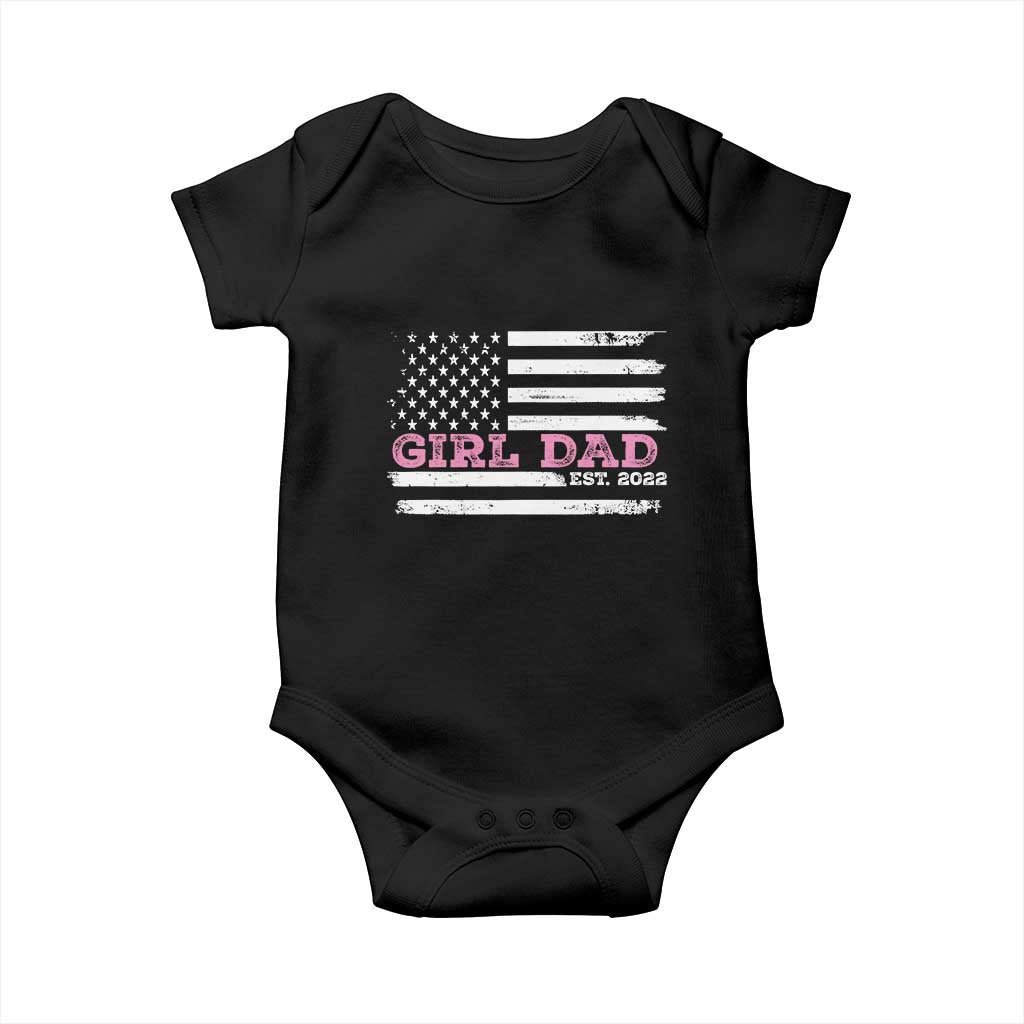 Dad Of Girl Est. 2022 Baby Onesie Father Girl To Be 2022 Daddy Fathers Day USA Flag TS10 Black Print Your Wear
