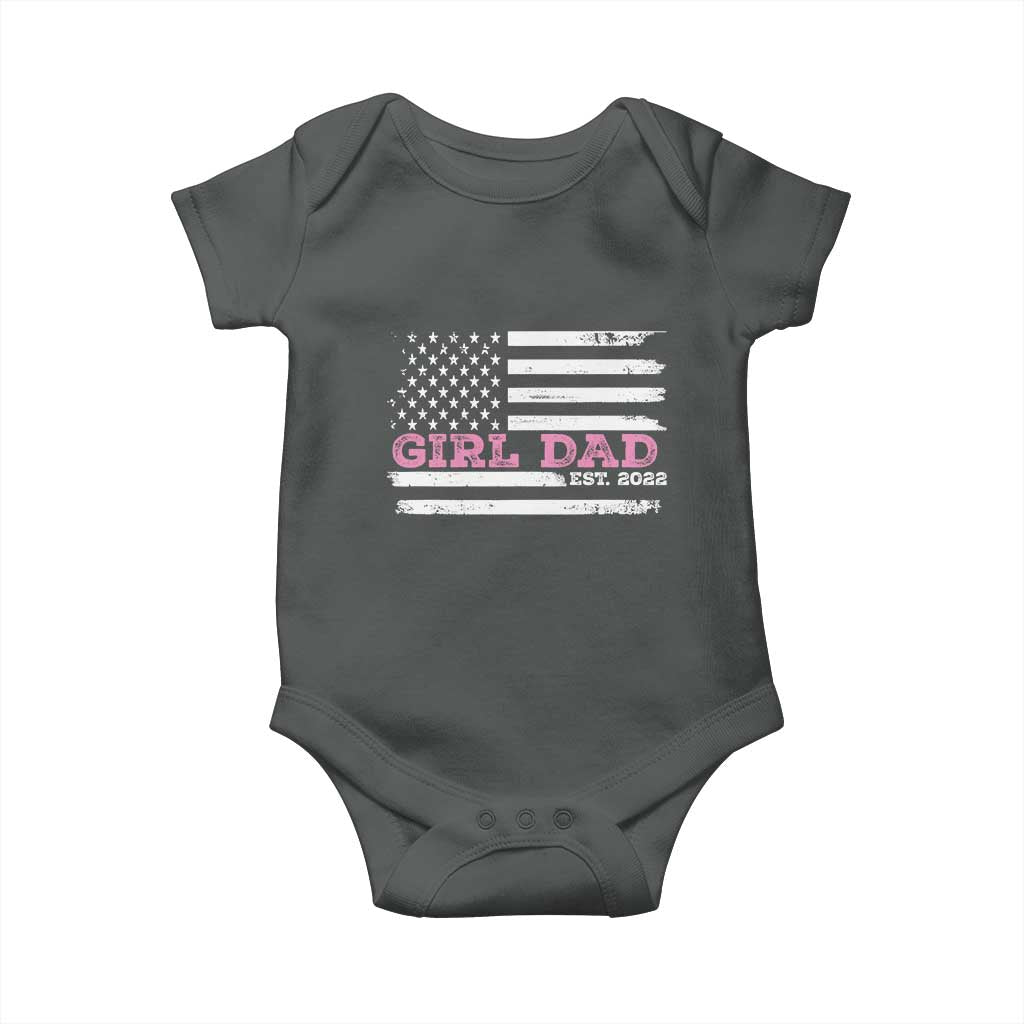 Dad Of Girl Est. 2022 Baby Onesie Father Girl To Be 2022 Daddy Fathers Day USA Flag TS10 Dark Heather Print Your Wear