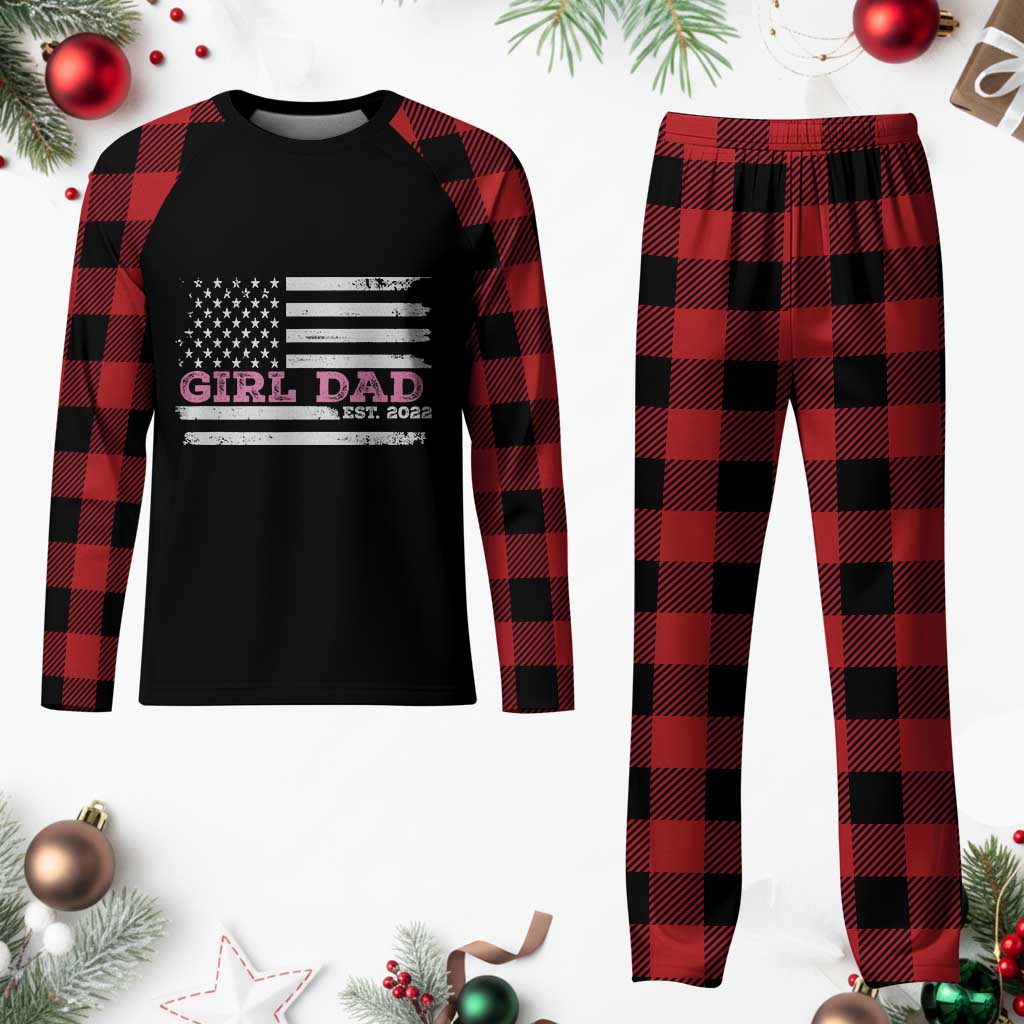 Dad Of Girl Est. 2022 Plaid Pajama Set Father Girl To Be 2022 Daddy Fathers Day USA Flag TS10 Buffalo Plaid Print Your Wear