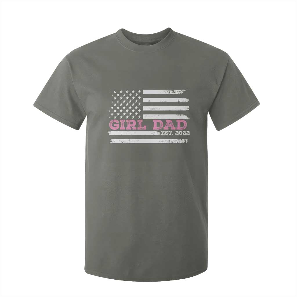 Dad Of Girl Est. 2022 T Shirt For Kid Father Girl To Be 2022 Daddy Fathers Day USA Flag TS10 Military Green Print Your Wear