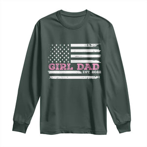 Dad Of Girl Est. 2022 Long Sleeve Shirt Father Girl To Be 2022 Daddy Fathers Day USA Flag TS10 Dark Forest Green Print Your Wear