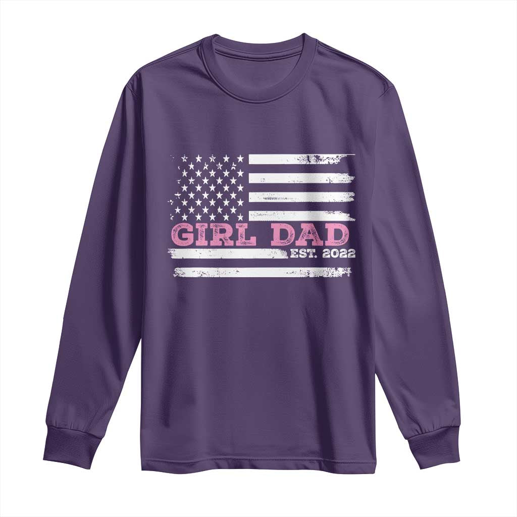 Dad Of Girl Est. 2022 Long Sleeve Shirt Father Girl To Be 2022 Daddy Fathers Day USA Flag TS10 Purple Print Your Wear