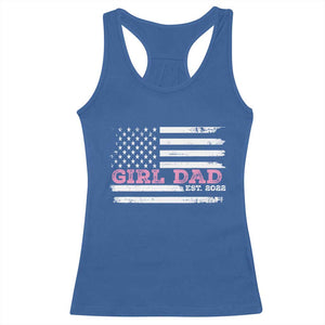 Dad Of Girl Est. 2022 Racerback Tank Top Father Girl To Be 2022 Daddy Fathers Day USA Flag TS10 Royal Blue Print Your Wear