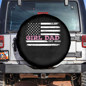 Dad Of Girl Est. 2022 Spare Tire Cover Father Girl To Be 2022 Daddy Fathers Day USA Flag TS10 No hole Black Print Your Wear