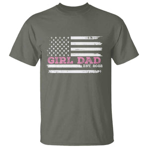Dad Of Girl Est. 2022 T Shirt Father Girl To Be 2022 Daddy Fathers Day USA Flag TS10 Military Green Print Your Wear