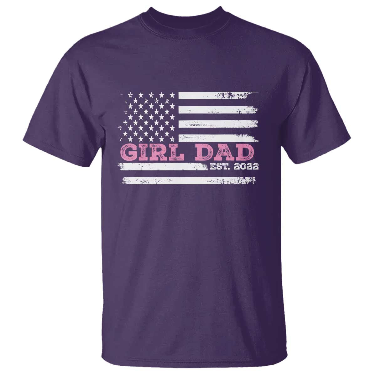Dad Of Girl Est. 2022 T Shirt Father Girl To Be 2022 Daddy Fathers Day USA Flag TS10 Purple Print Your Wear