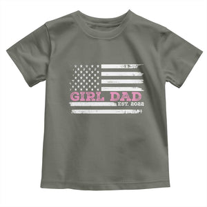 Dad Of Girl Est. 2022 Toddler T Shirt Father Girl To Be 2022 Daddy Fathers Day USA Flag TS10 Military Green Print Your Wear