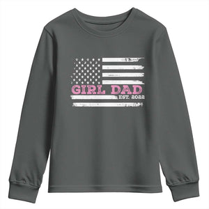 Dad Of Girl Est. 2022 Youth Sweatshirt Father Girl To Be 2022 Daddy Fathers Day USA Flag TS10 Dark Heather Print Your Wear