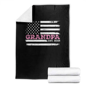 Grandpa Of Girl Est. 2025 Throw Blanket Fathers Day USA Flag TS10 Black Print Your Wear